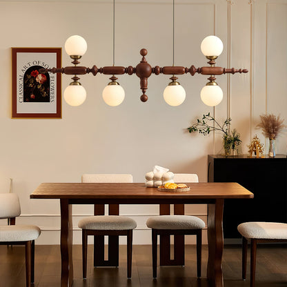 Elegant Wooden Chandelier with Adjustable Height and LED Compatibility