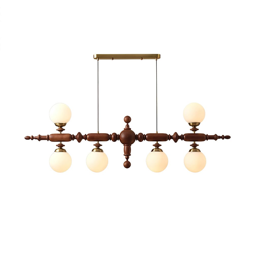 Elegant Wooden Chandelier with Adjustable Height and LED Compatibility