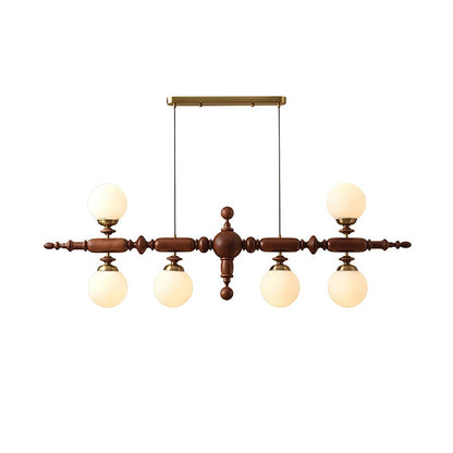 Elegant Wooden Chandelier with Adjustable Height and LED Compatibility