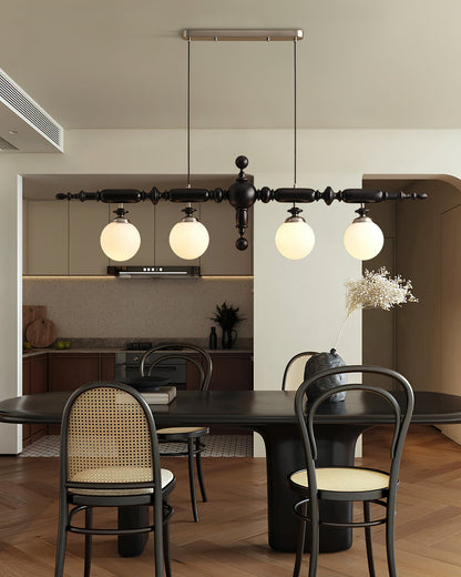 Elegant Wooden Chandelier with Adjustable Height and LED Compatibility