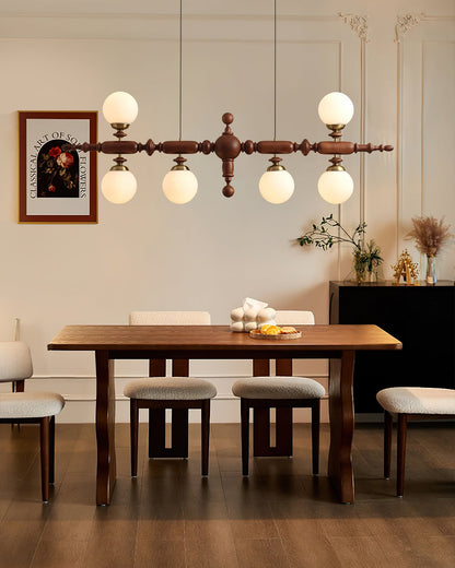 Elegant Wooden Chandelier with Adjustable Height and LED Compatibility