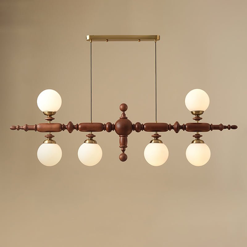 Elegant Wooden Chandelier with Adjustable Height and LED Compatibility