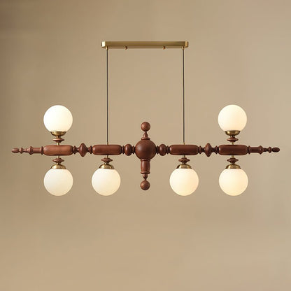 Elegant Wooden Chandelier with Adjustable Height and LED Compatibility