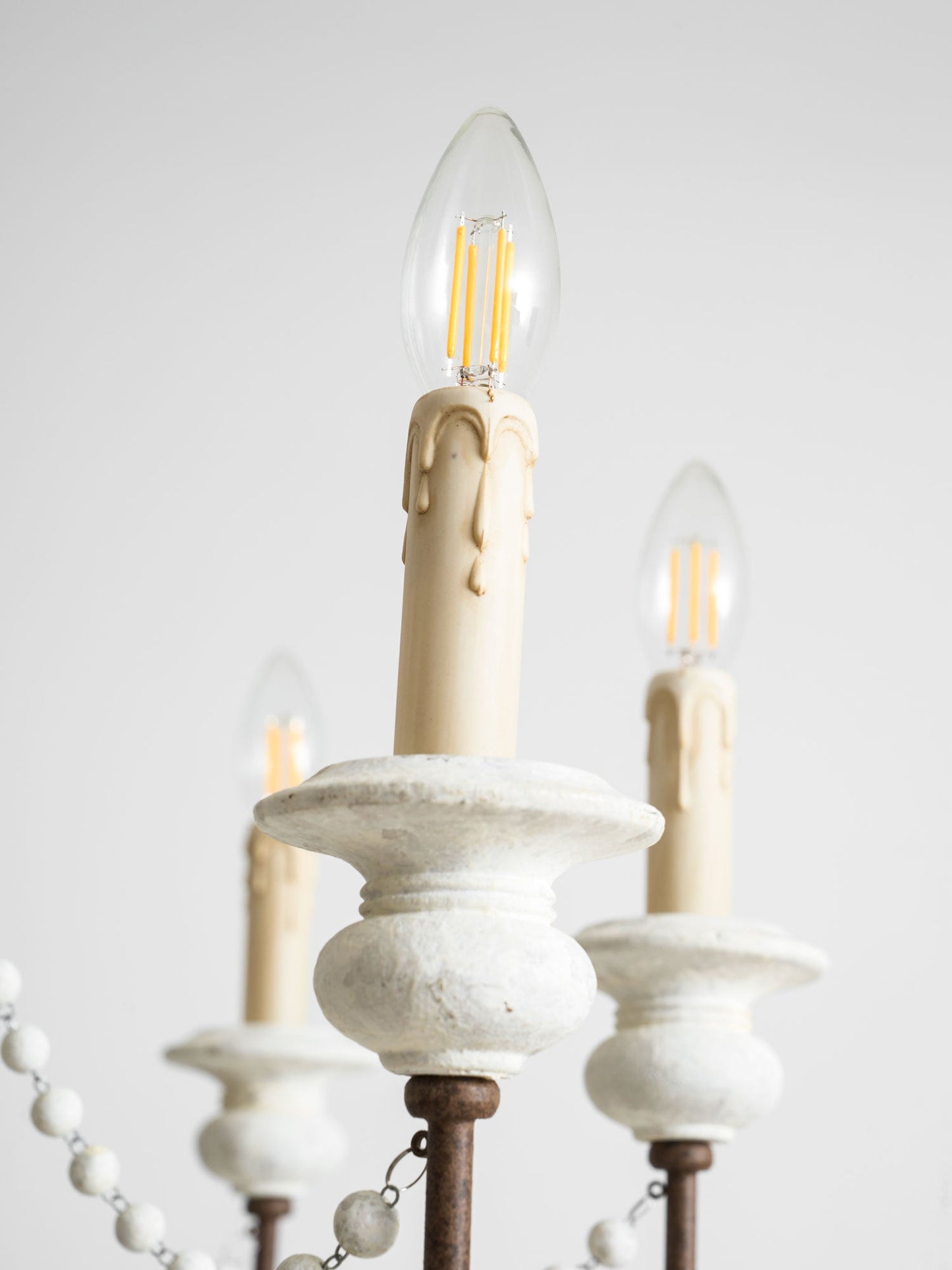 Elegant Candle Style Beaded Chandelier with Adjustable Height and Dimm