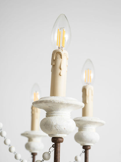 Elegant Candle Style Beaded Chandelier with Adjustable Height and Dimm