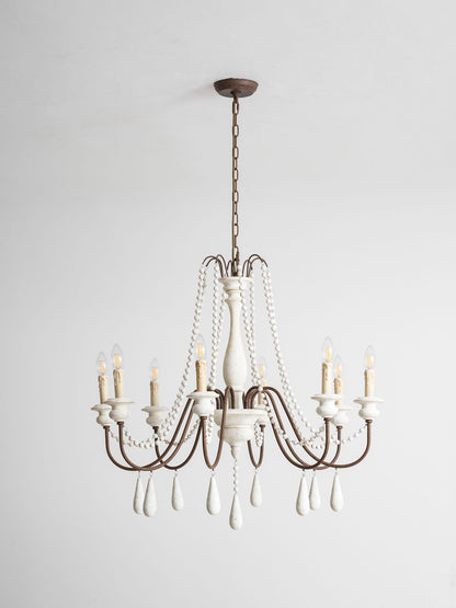 Elegant Candle Style Beaded Chandelier with Adjustable Height and Dimm