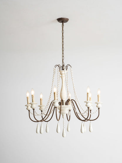 Elegant Candle Style Beaded Chandelier with Adjustable Height and Dimm