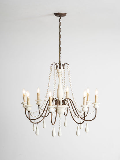 Elegant Candle Style Beaded Chandelier with Adjustable Height and Dimm