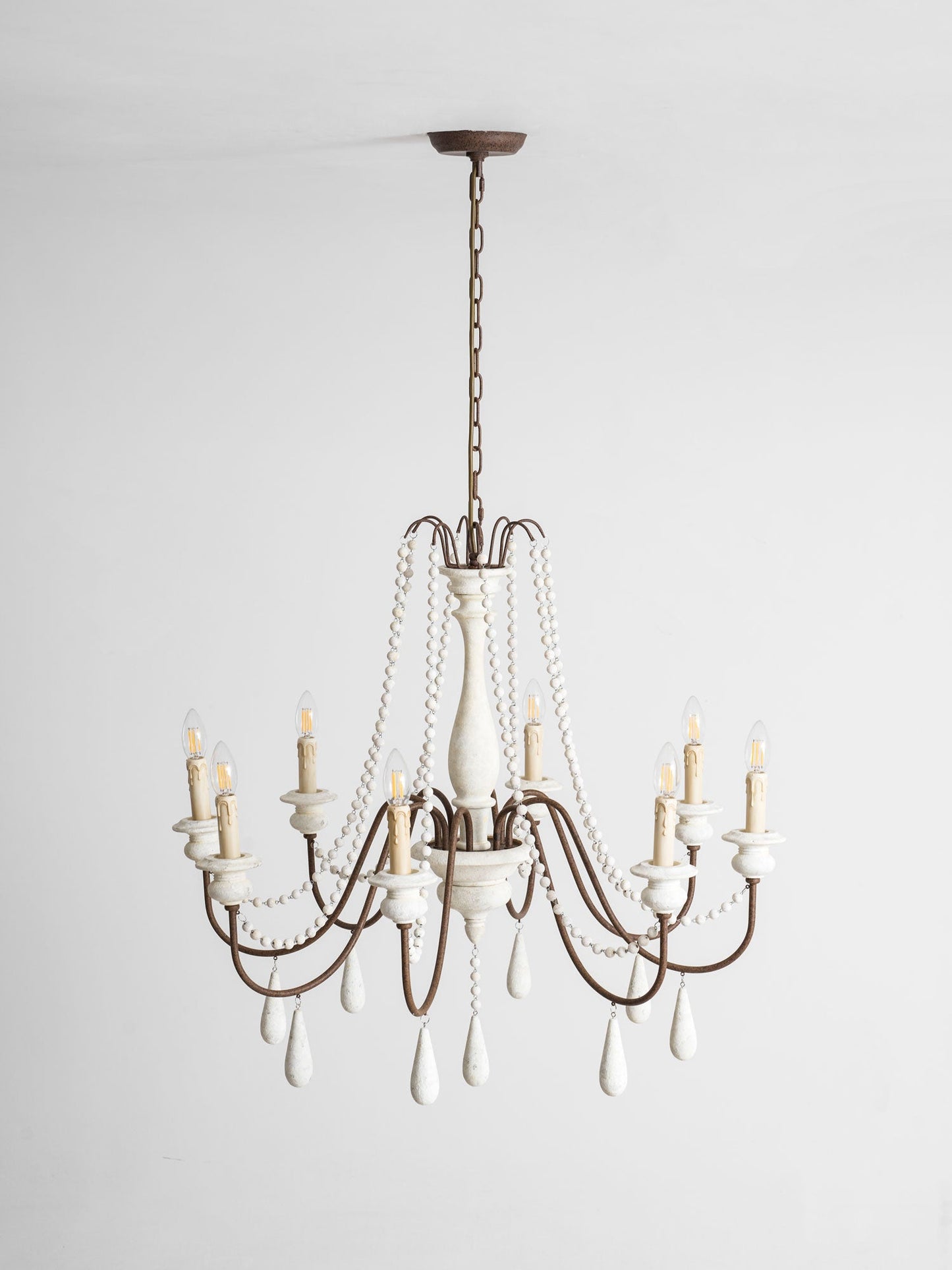 Elegant Candle Style Beaded Chandelier with Adjustable Height and Dimm