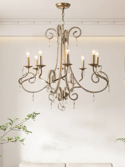 Elegant Candle Crystal Chandelier - Adjustable Height & Sparkling Acce