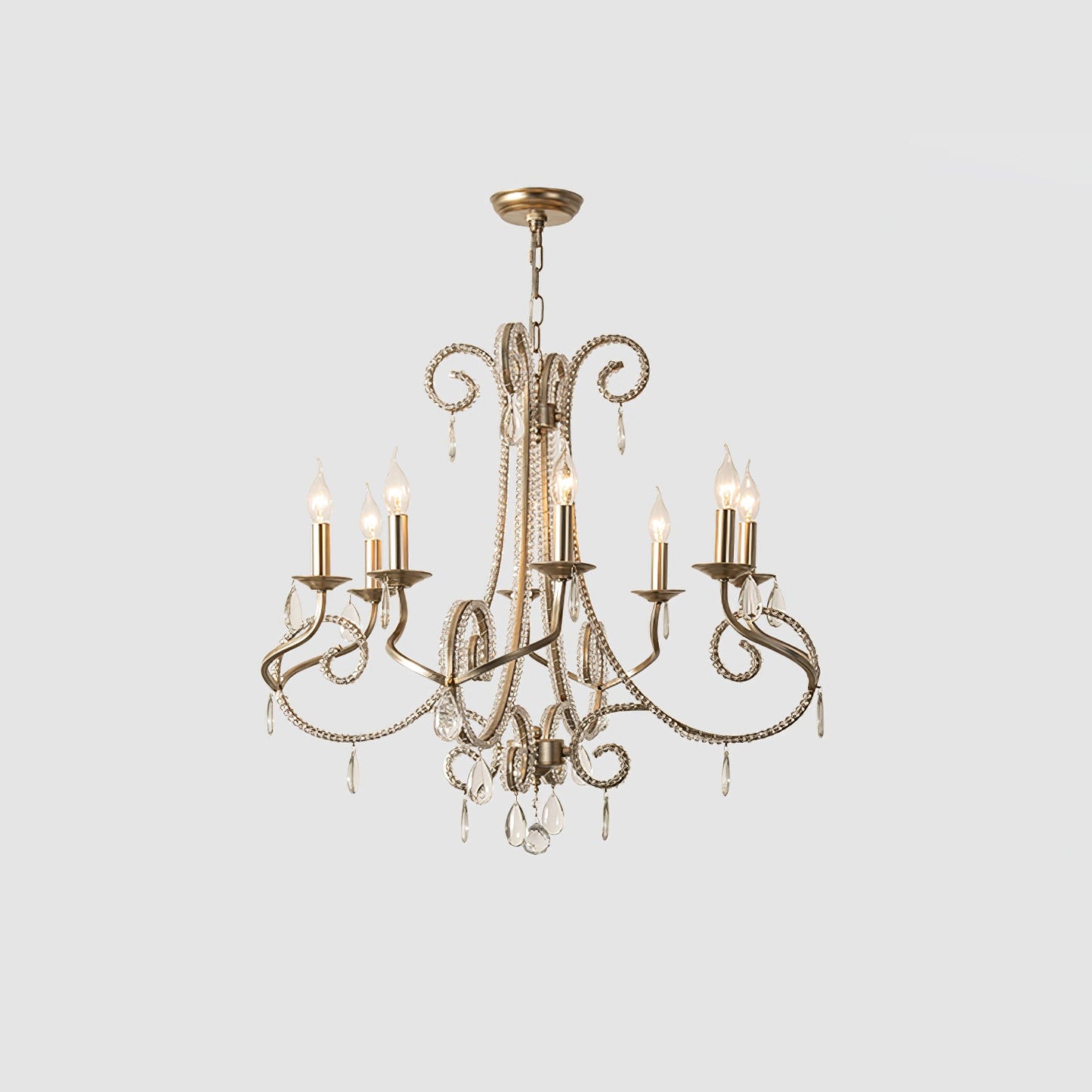 Elegant Candle Crystal Chandelier - Adjustable Height & Sparkling Acce