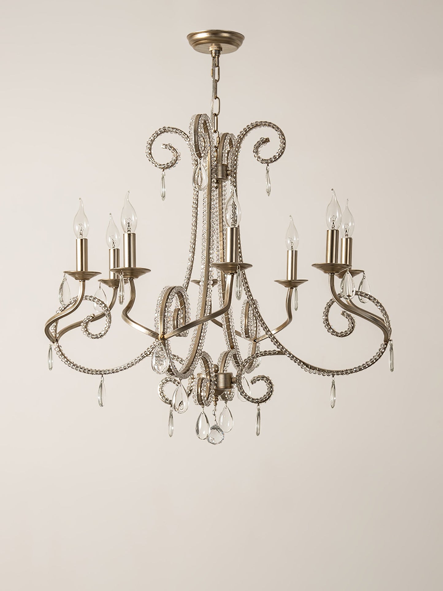 Elegant Candle Crystal Chandelier - Adjustable Height & Sparkling Acce