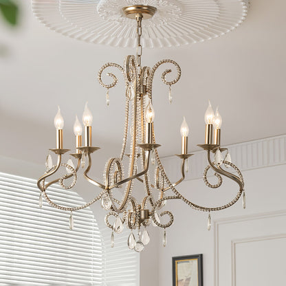 Elegant Candle Crystal Chandelier - Adjustable Height & Sparkling Acce