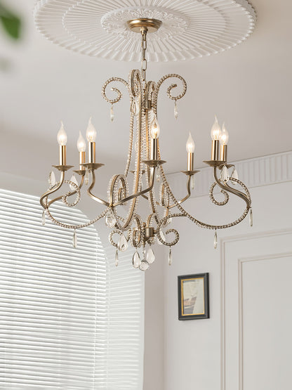 Elegant Candle Crystal Chandelier - Adjustable Height & Sparkling Acce