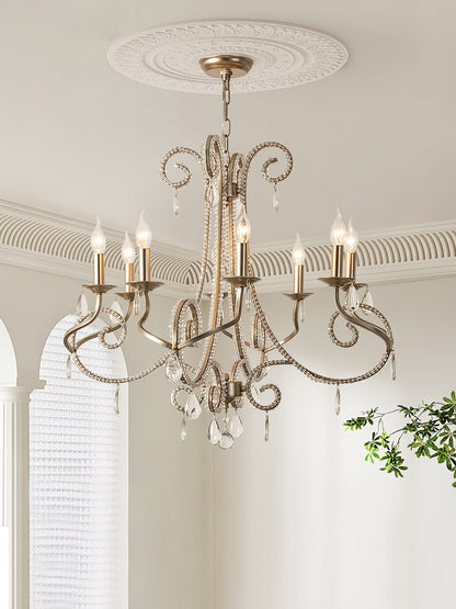 Elegant Candle Crystal Chandelier - Adjustable Height & Sparkling Acce