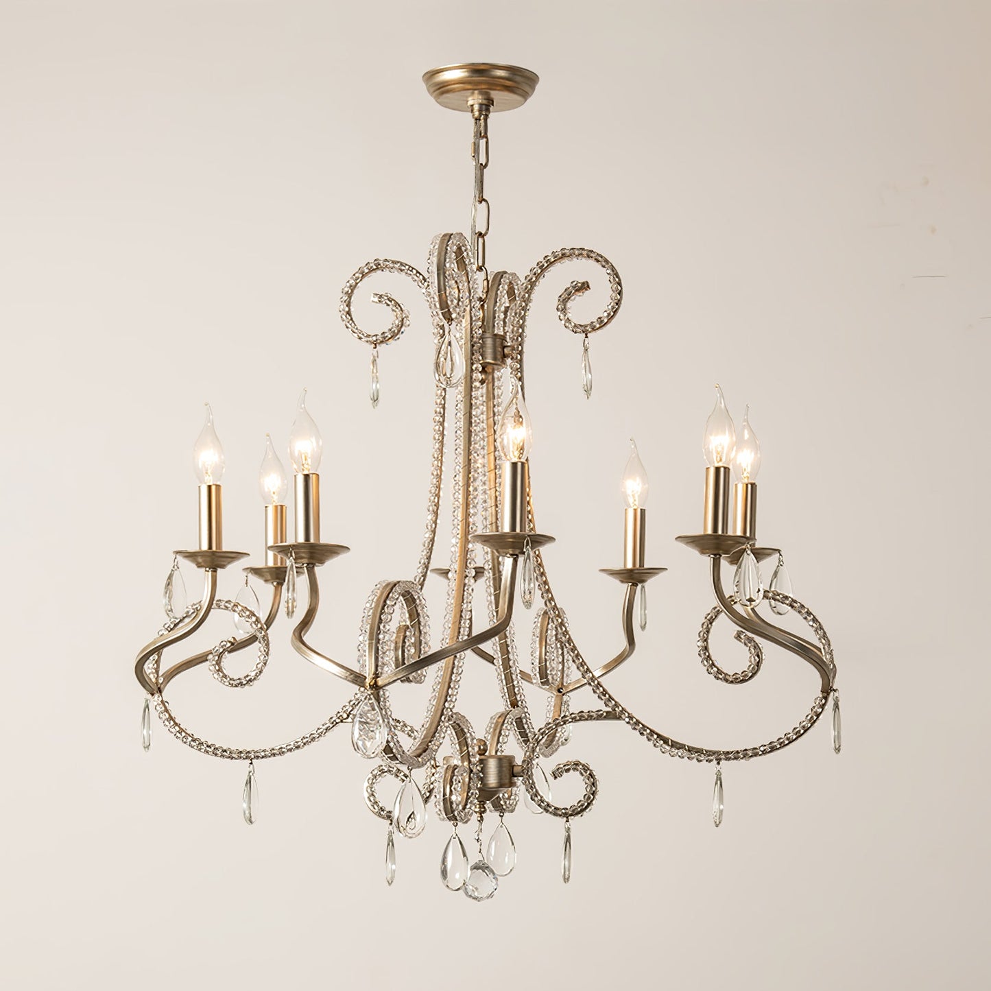 Elegant Candle Crystal Chandelier - Adjustable Height & Sparkling Acce