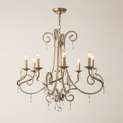 Elegant Candle Crystal Chandelier - Adjustable Height & Sparkling Acce