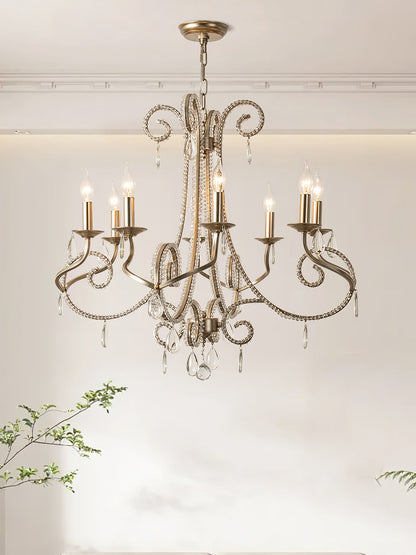 Elegant Candle Crystal Chandelier - Adjustable Height & Sparkling Acce