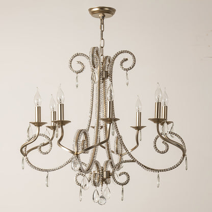 Elegant Candle Crystal Chandelier - Adjustable Height & Sparkling Acce