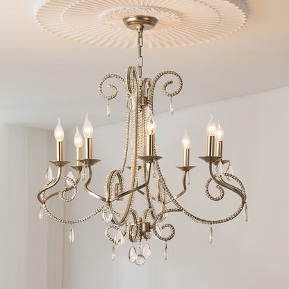 Elegant Candle Crystal Chandelier - Adjustable Height & Sparkling Acce