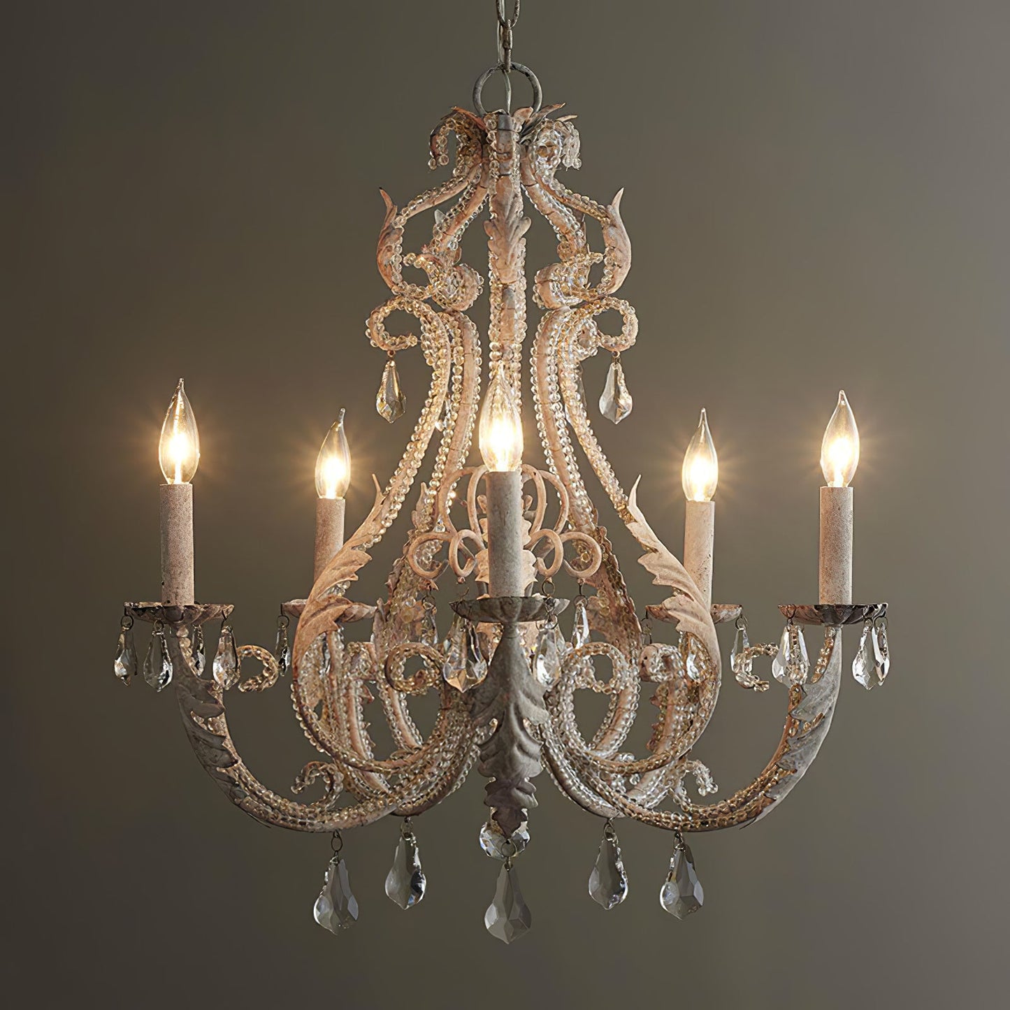 Elegant Candle Holder Chandelier with Adjustable Arms & Vintage Design
