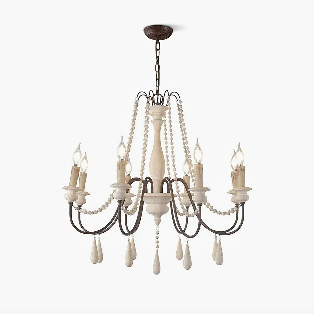 Elegant Candle Style Beaded Chandelier with Adjustable Height and Dimm