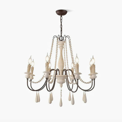Elegant Candle Style Beaded Chandelier with Adjustable Height and Dimm