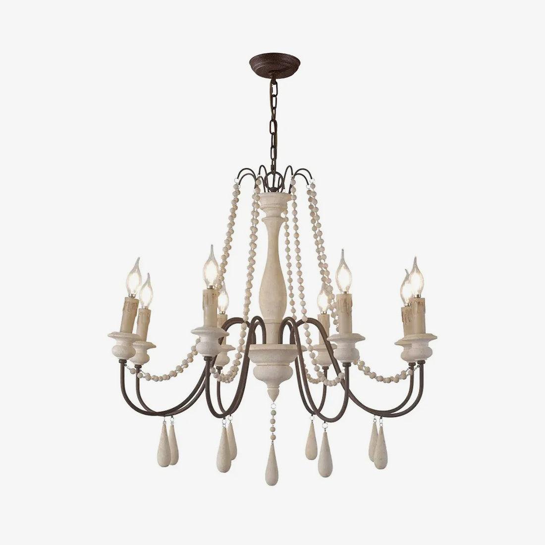 Elegant Candle Style Beaded Chandelier with Adjustable Height and Dimm