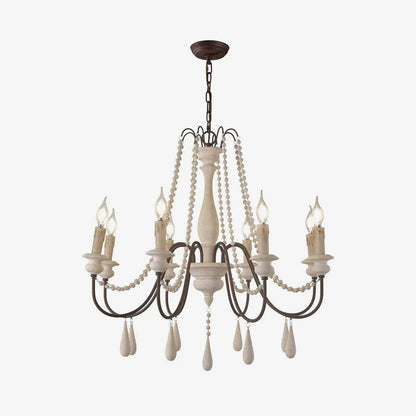 Elegant Candle Style Beaded Chandelier with Adjustable Height and Dimm