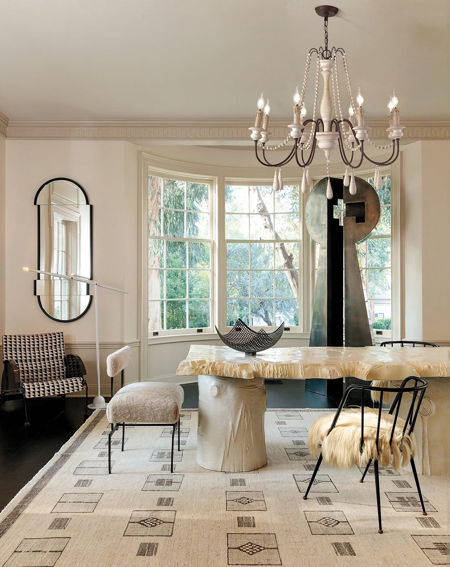 Elegant Candle Style Beaded Chandelier with Adjustable Height and Dimm
