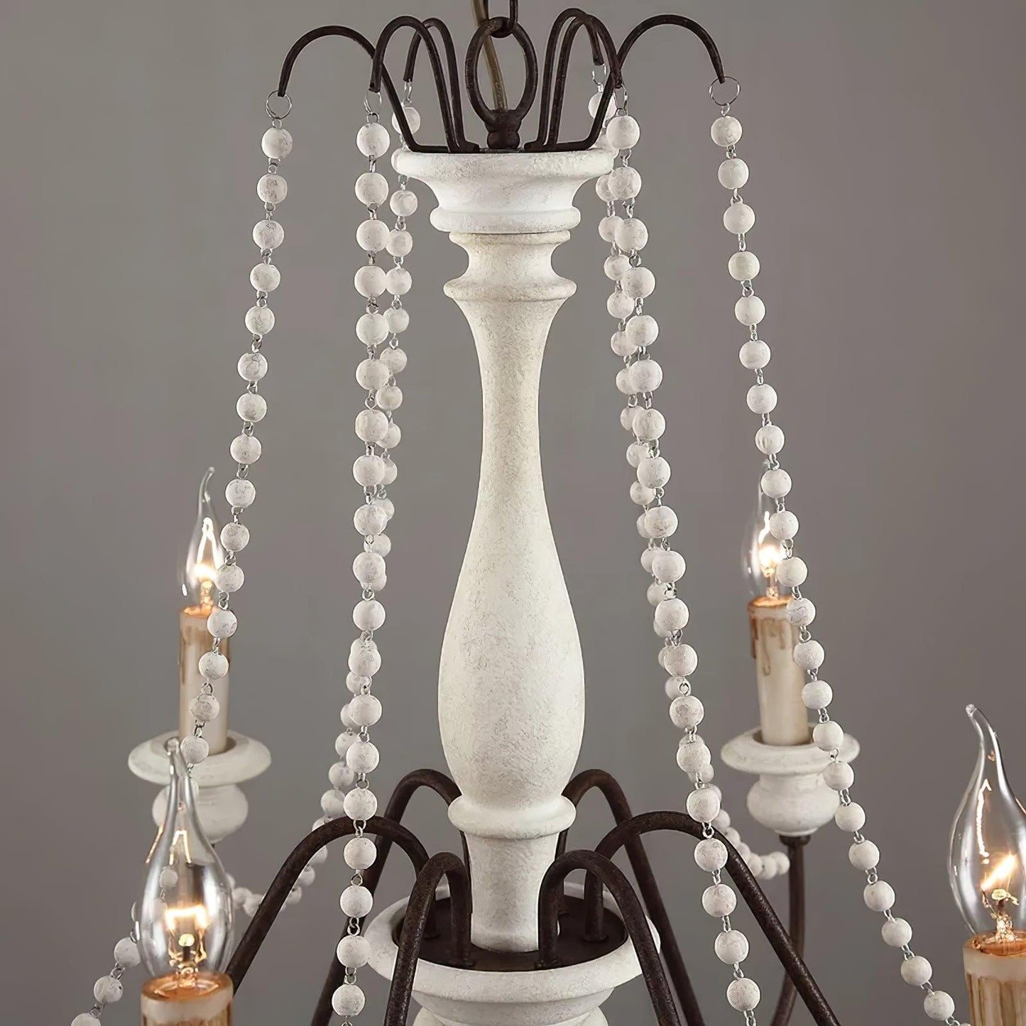 Elegant Candle Style Beaded Chandelier with Adjustable Height and Dimm
