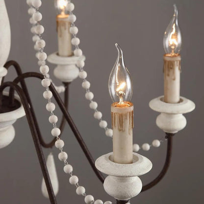 Elegant Candle Style Beaded Chandelier with Adjustable Height and Dimm