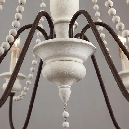 Elegant Candle Style Beaded Chandelier with Adjustable Height and Dimm