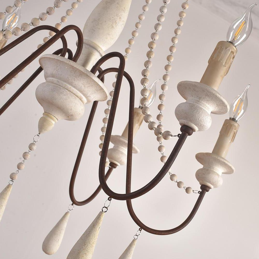 Elegant Candle Style Beaded Chandelier with Adjustable Height and Dimm