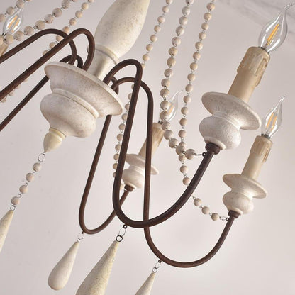 Elegant Candle Style Beaded Chandelier with Adjustable Height and Dimm