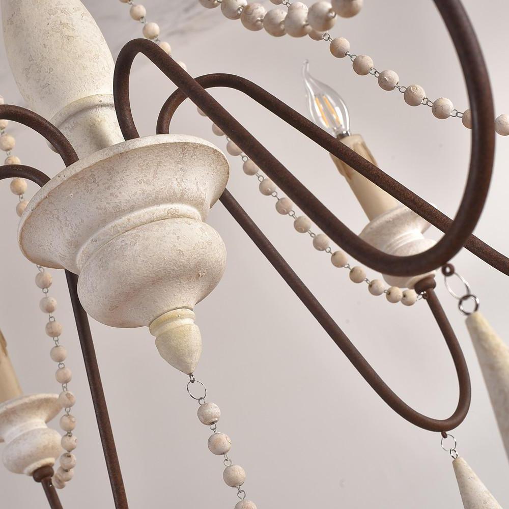 Elegant Candle Style Beaded Chandelier with Adjustable Height and Dimm