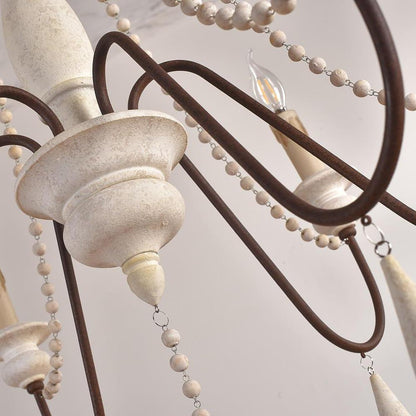 Elegant Candle Style Beaded Chandelier with Adjustable Height and Dimm