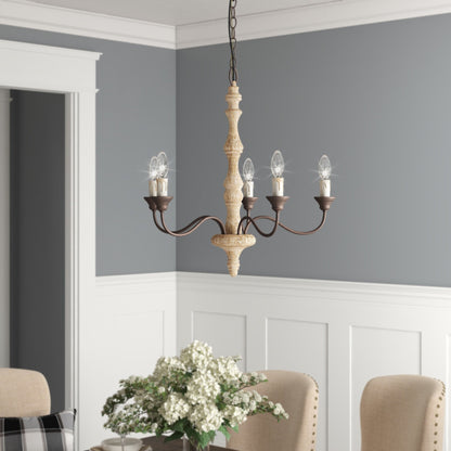 Candlestick Farmhouse Chandelier - Rustic Design with Adjustable Heigh