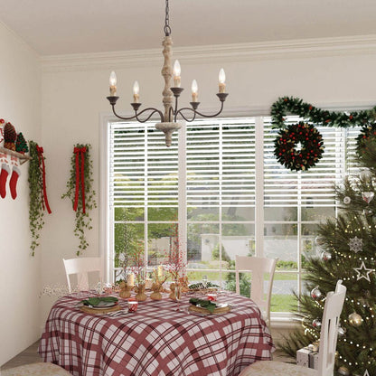 Candlestick Farmhouse Chandelier - Rustic Design with Adjustable Heigh