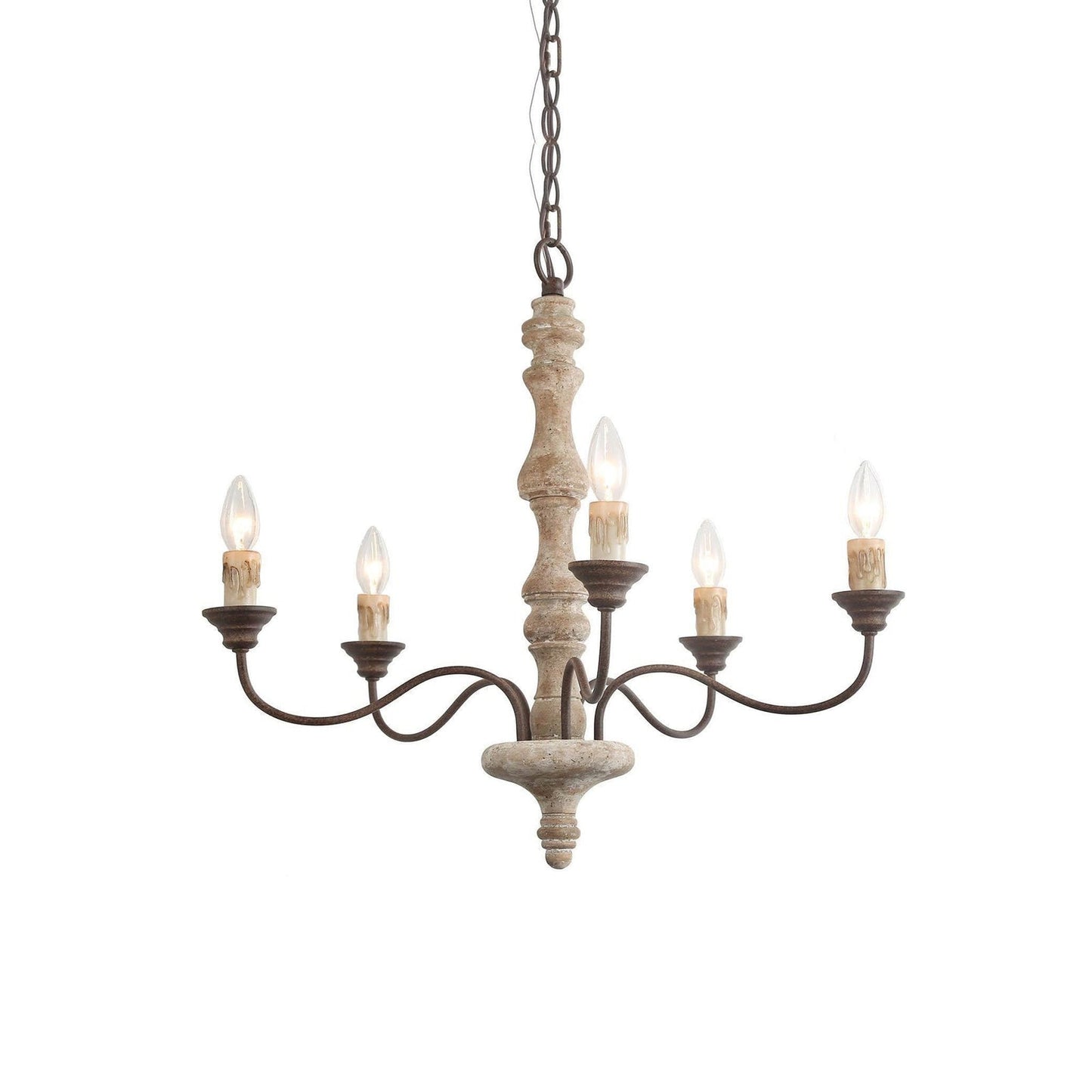 Candlestick Farmhouse Chandelier - Rustic Design with Adjustable Heigh