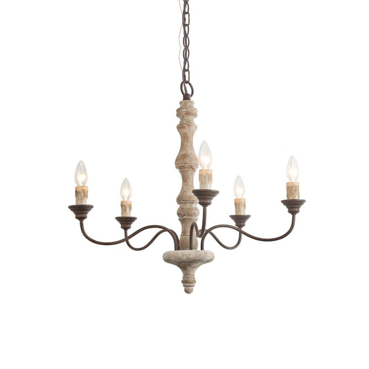 Candlestick Farmhouse Chandelier - Rustic Design with Adjustable Heigh
