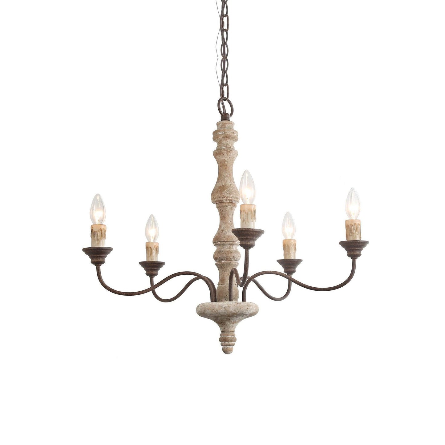 Candlestick Farmhouse Chandelier - Rustic Design with Adjustable Heigh