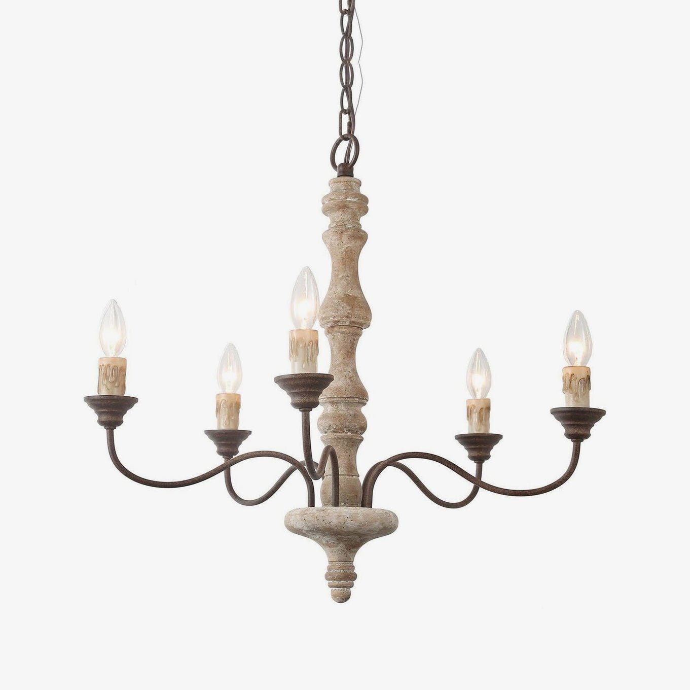 Candlestick Farmhouse Chandelier - Rustic Design with Adjustable Heigh