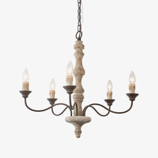 Candlestick Farmhouse Chandelier - Rustic Design with Adjustable Heigh