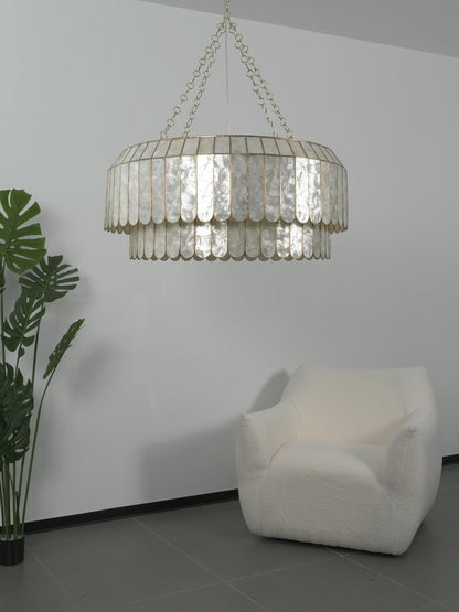 Capiz Aurelia Chandelier - Elegant Design with Adjustable Height & Sof