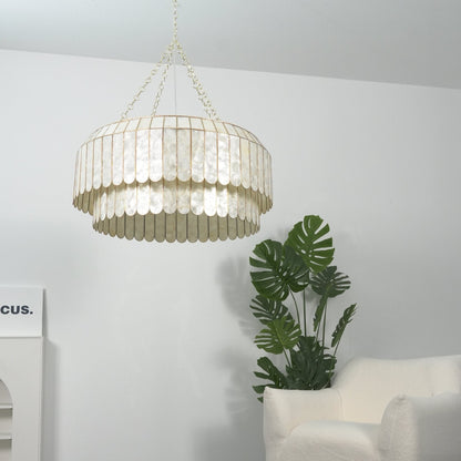 Capiz Aurelia Chandelier - Elegant Design with Adjustable Height & Sof