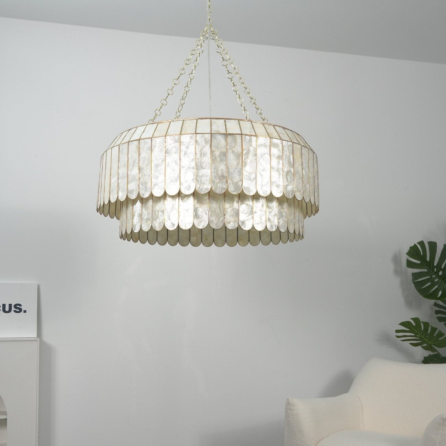 Capiz Aurelia Chandelier - Elegant Design with Adjustable Height & Sof