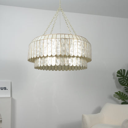 Capiz Aurelia Chandelier - Elegant Design with Adjustable Height & Sof