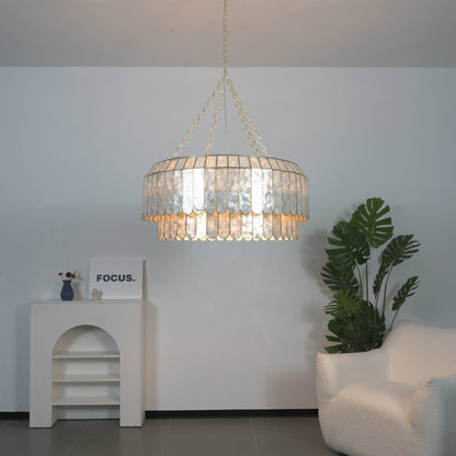 Capiz Aurelia Chandelier - Elegant Design with Adjustable Height & Sof