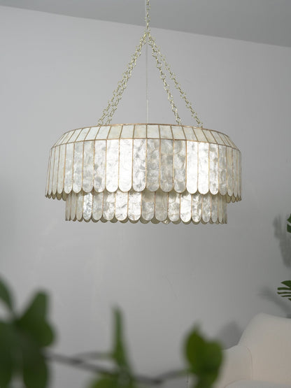 Capiz Aurelia Chandelier - Elegant Design with Adjustable Height & Sof